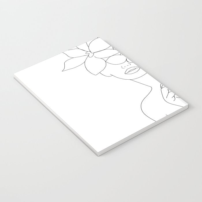 Minimal Line Art Woman with Orchids Notebook Gallery Image 3