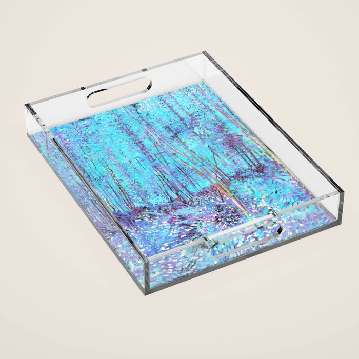 Van Gogh Trees & Underwood Aqua Lavender Acrylic Tray Gallery Image 1