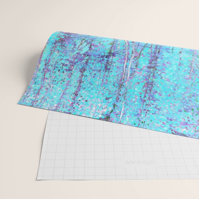 Van Gogh Trees & Underwood Aqua Lavender Wrapping Paper Gallery Image 2