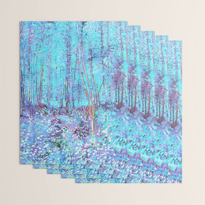 Van Gogh Trees & Underwood Aqua Lavender Wrapping Paper Gallery Image 3
