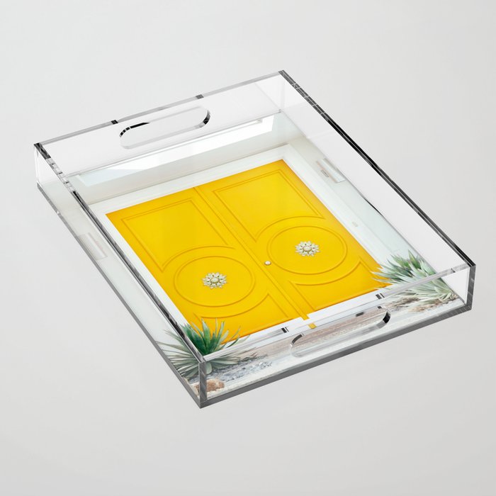 Palm Springs Yellow Door - Midcentury Modern Acrylic Tray Gallery Image 1