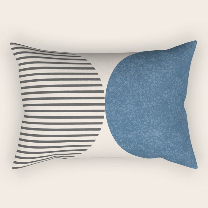 Semicircle Stripes - Blue Rectangular Pillow Gallery Image 2