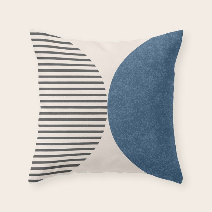 Semicircle Stripes - Blue Throw Pillow Gallery Image 6