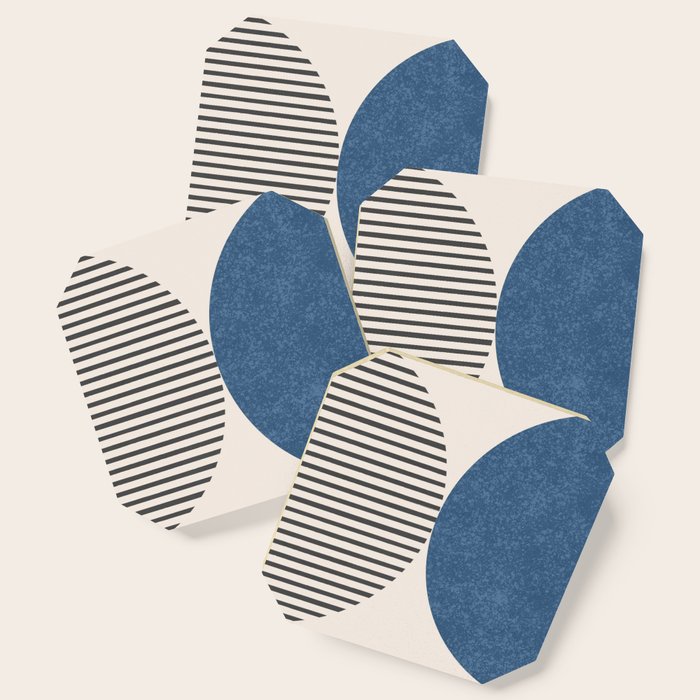 Semicircle Stripes - Blue Coaster Gallery Image 1