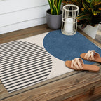 Semicircle Stripes - Blue Outdoor Rug Gallery Image 2