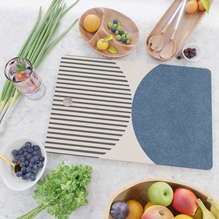 Semicircle Stripes - Blue Cutting Board Gallery Image 2