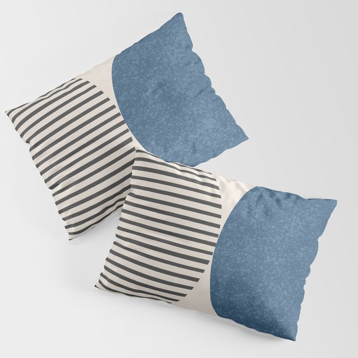 Semicircle Stripes - Blue Pillow Sham Gallery Image 3