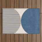 Semicircle Stripes - Blue Outdoor Rug Gallery Image 1