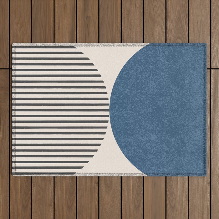 Semicircle Stripes - Blue Outdoor Rug Gallery Image 1