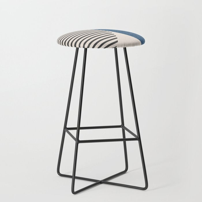 Semicircle Stripes - Blue Stool Gallery Image 1