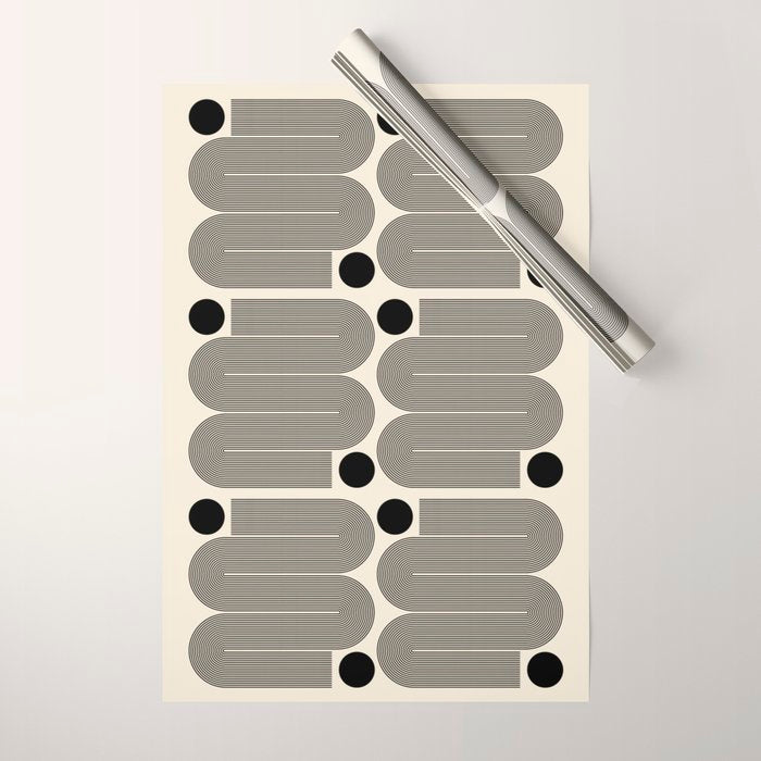 Abstraction_LINE_BLACK_DOT_VISUAL_ART_Minimlism_001A Wrapping Paper Gallery Image 1