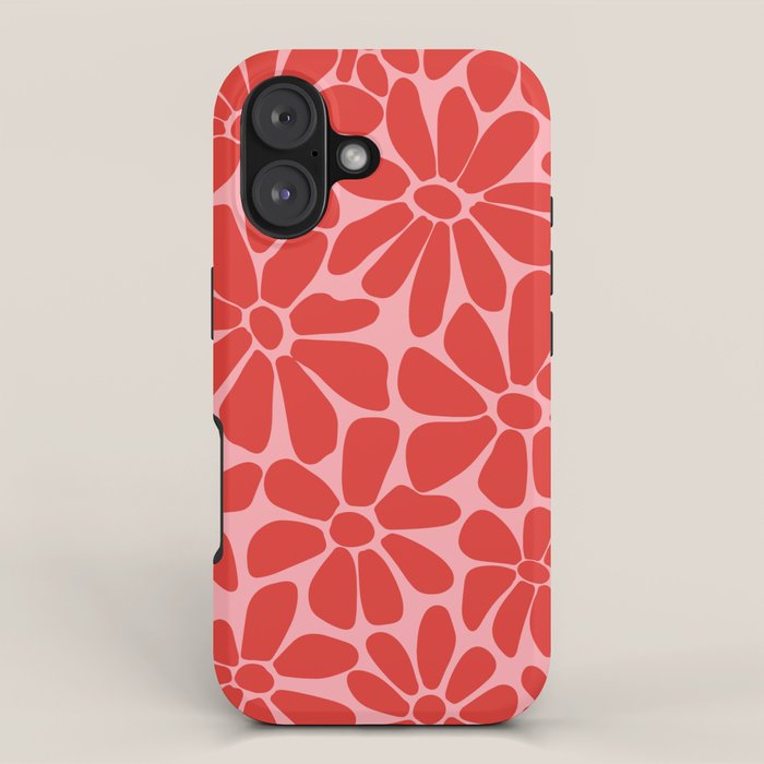 Pink and Red - Retro Floral Art Print iPhone Case Gallery Image 1
