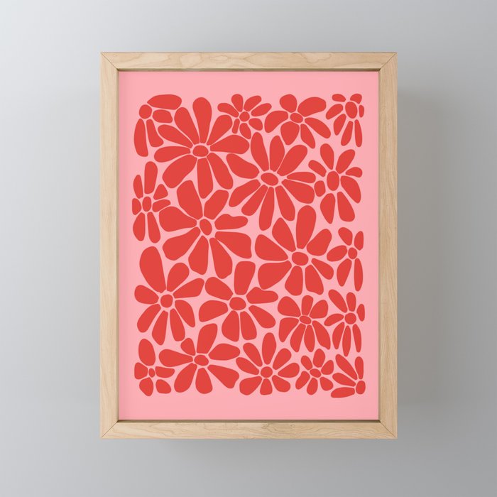 Pink and Red - Retro Floral Art Print Mini Art Print Gallery Image 1
