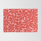 Pink and Red - Retro Floral Art Print Rug Gallery Image 2