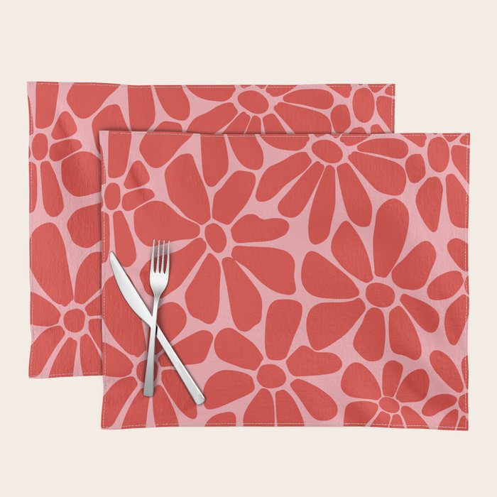 Pink and Red - Retro Floral Art Print Placemat Gallery Image 1