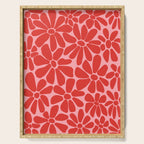 Pink and Red - Retro Floral Art Print Serving Tray Gallery Image 1