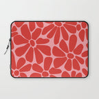 Pink and Red - Retro Floral Art Print Laptop Sleeve Gallery Image 1