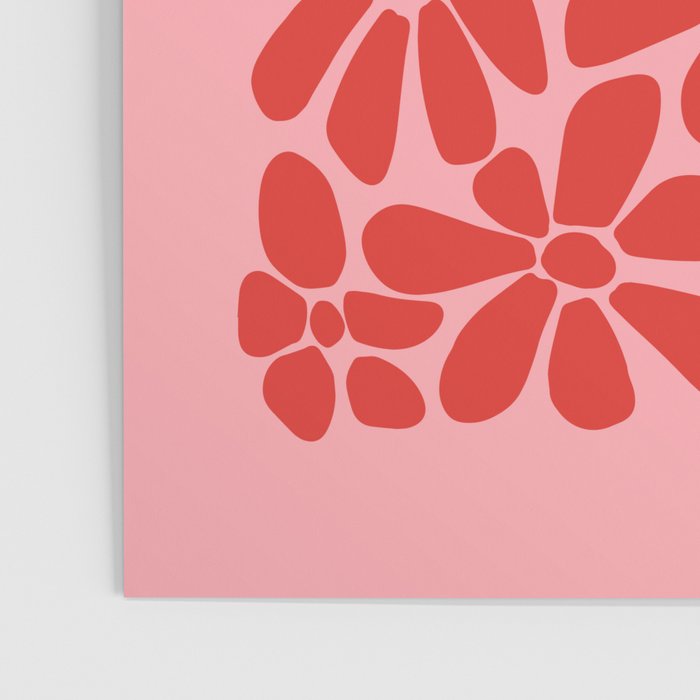 Pink and Red - Retro Floral Art Print Poster Gallery Image 3