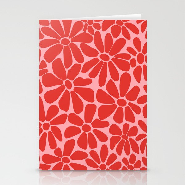 Pink and Red - Retro Floral Art Print Stationery Card Gallery Image 2