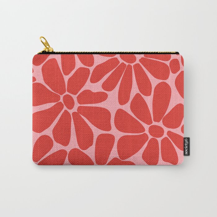 Pink and Red - Retro Floral Art Print Carry All Pouch Gallery Image 1