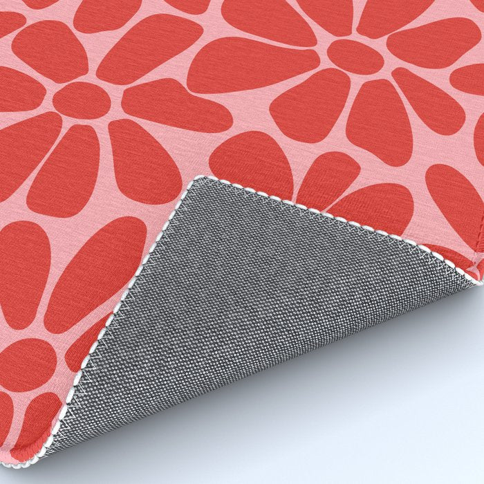 Pink and Red - Retro Floral Art Print Rug Gallery Image 4