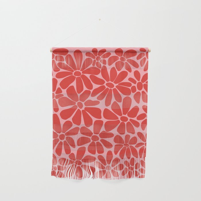 Pink and Red - Retro Floral Art Print Wall Hanging Gallery Image 1