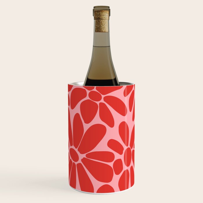 Pink and Red - Retro Floral Art Print Wine Chiller Gallery Image 3