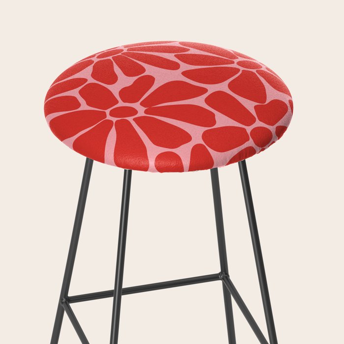 Pink and Red - Retro Floral Art Print Stool Gallery Image 2