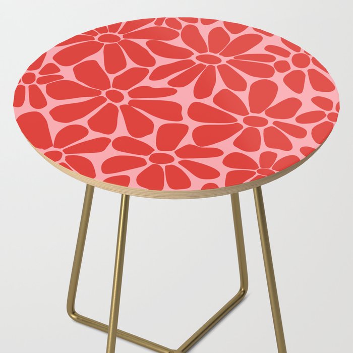 Pink and Red - Retro Floral Art Print Side Table Gallery Image 2