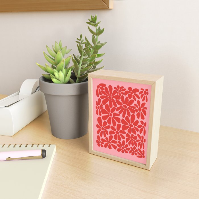 Pink and Red - Retro Floral Art Print Mini Art Print Gallery Image 2