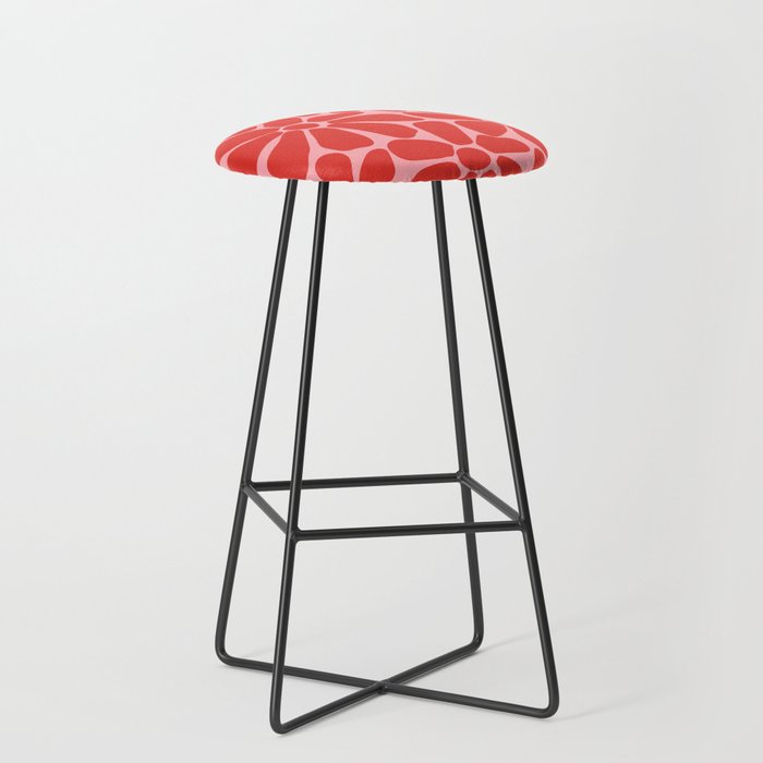 Pink and Red - Retro Floral Art Print Stool Gallery Image 1