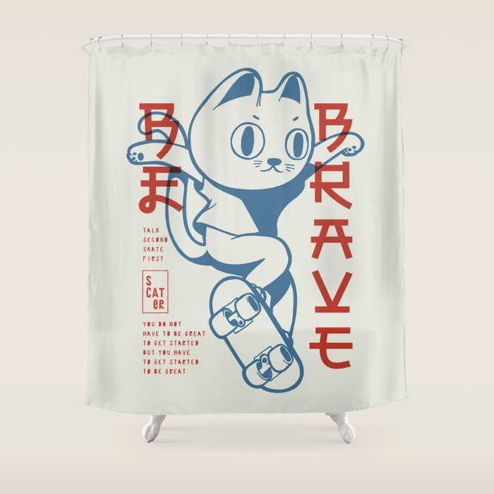 Brave Skater Cat Shower Curtain Gallery Image 1