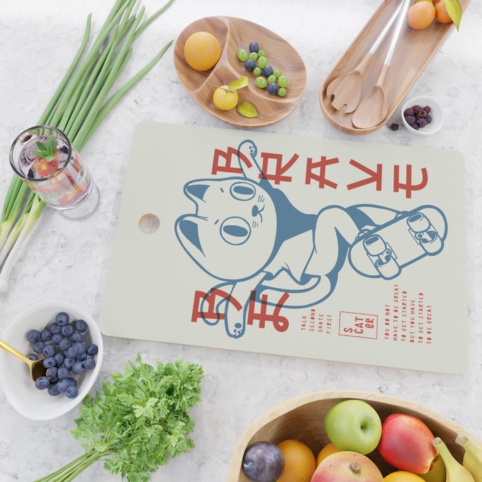 Brave Skater Cat Cutting Board Gallery Image 2
