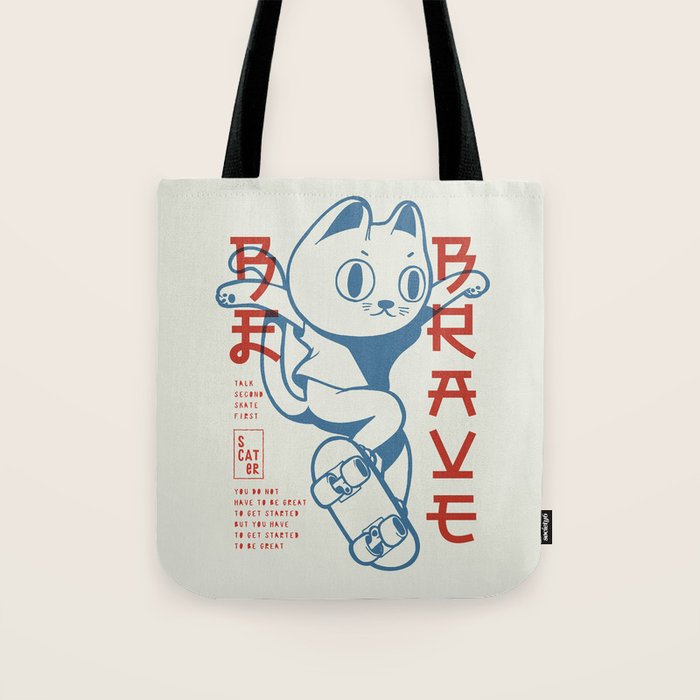 Brave Skater Cat Tote Bag Gallery Image 1
