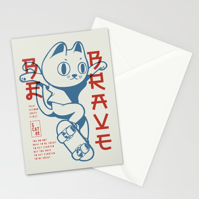 Brave Skater Cat Stationery Card Gallery Image 2