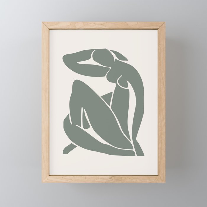 Matisse Woman Nude Sage Green Tone Mini Art Print Gallery Image 1