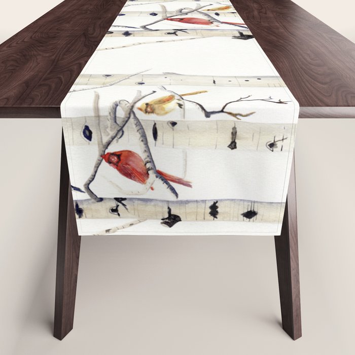 Birch Trees and Cardinal Table Runner Gallery Image 1