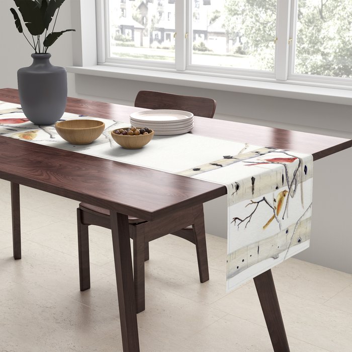 Birch Trees and Cardinal Table Runner Gallery Image 2