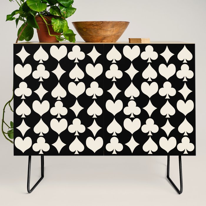 Card Suit Motifs I Black and White Credenza Gallery Image 2
