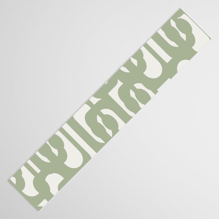 Mid Century Modern Loop Abstract Pattern in Sage Green and Off White Table Runner Gallery Image 3