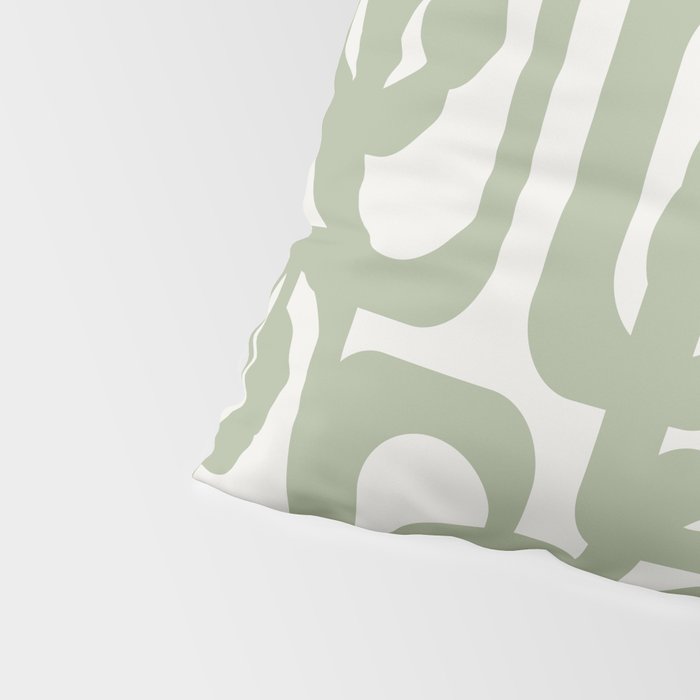 Mid Century Modern Loop Abstract Pattern in Sage Green and Off White Pillow Sham Gallery Image 4