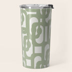 Mid Century Modern Loop Abstract Pattern in Sage Green and Off White Travel Mug Gallery Image 2