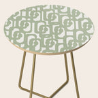 Mid Century Modern Loop Abstract Pattern in Sage Green and Off White Side Table Gallery Image 2