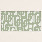 Mid Century Modern Loop Abstract Pattern in Sage Green and Off White Desk Mat Gallery Image 3