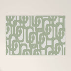 Mid Century Modern Loop Abstract Pattern in Sage Green and Off White Welcome Mat Gallery Image 1