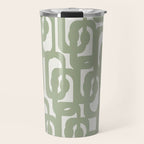 Mid Century Modern Loop Abstract Pattern in Sage Green and Off White Travel Mug Gallery Image 1