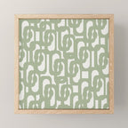 Mid Century Modern Loop Abstract Pattern in Sage Green and Off White Mini Art Print Gallery Image 1