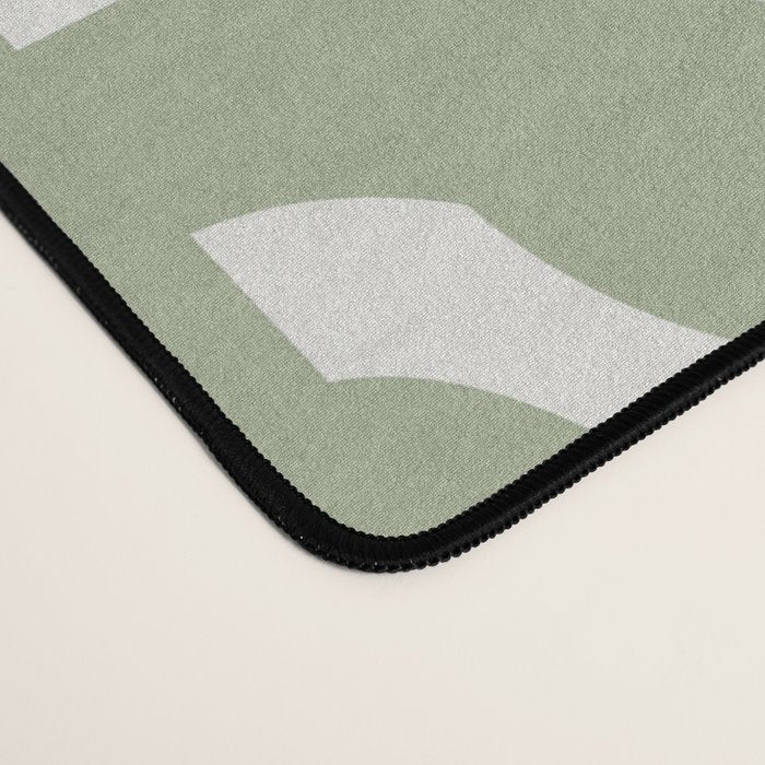 Mid Century Modern Loop Abstract Pattern in Sage Green and Off White Desk Mat Gallery Image 4