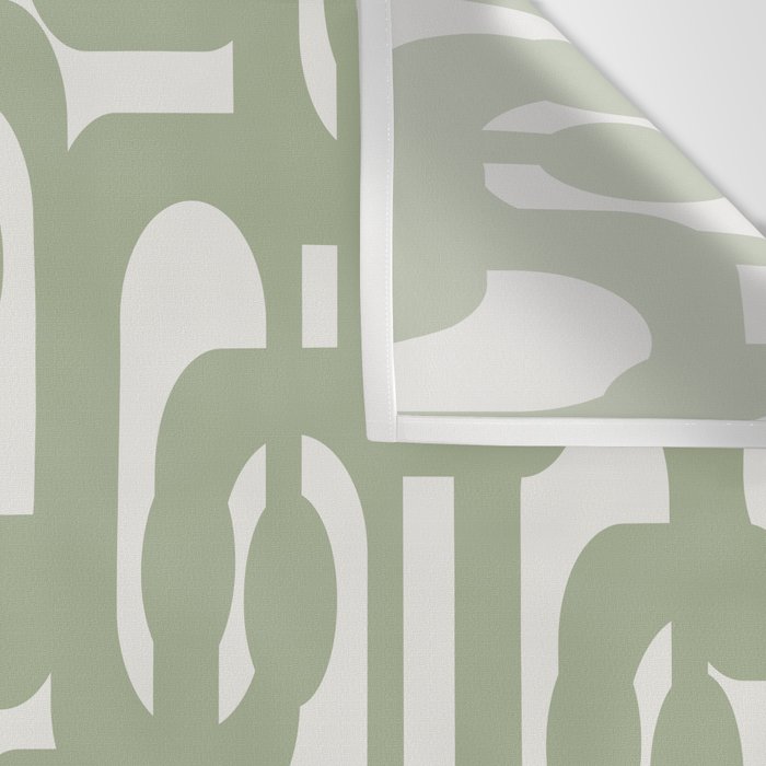 Mid Century Modern Loop Abstract Pattern in Sage Green and Off White Wall Tapestry Gallery Image 3