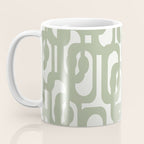 Mid Century Modern Loop Abstract Pattern in Sage Green and Off White Coffee Mug Gallery Image 3